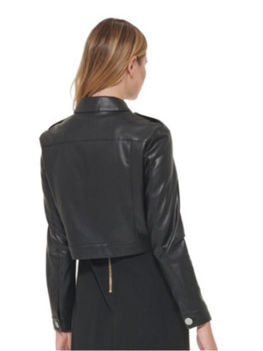 Black Women's Leather Jacket Moto Jacket Size 10 Medium New With Tags - Picture 4 of 5